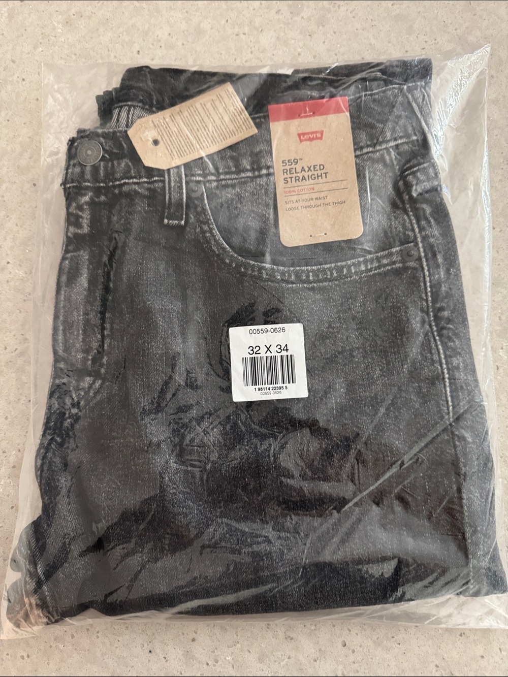 Levi's 559 Relaxed Straight Men's Jeans - Black Wash 32/34
